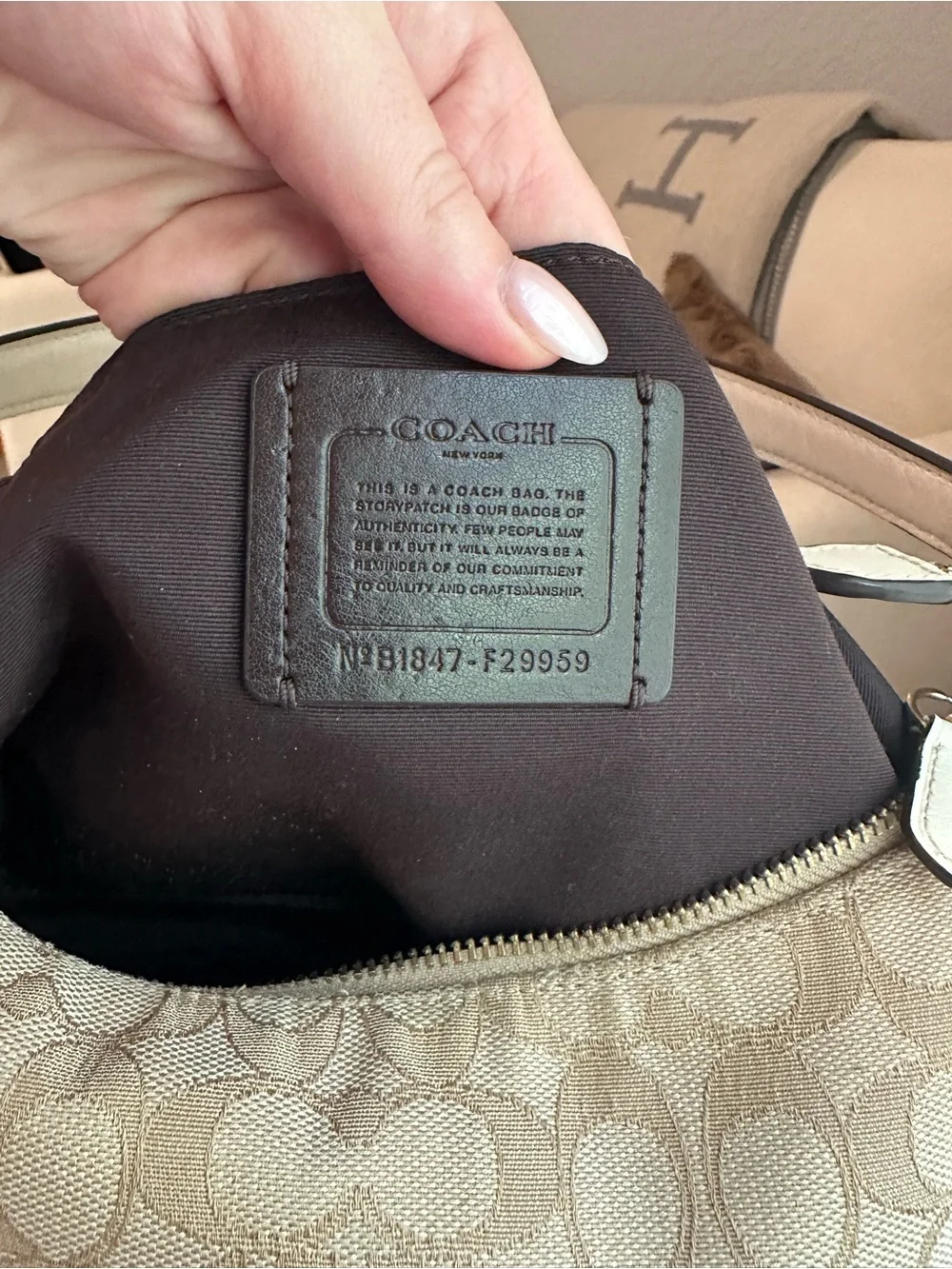 Y2K Coach Beige Signature Canvas Shoulder Hobo
